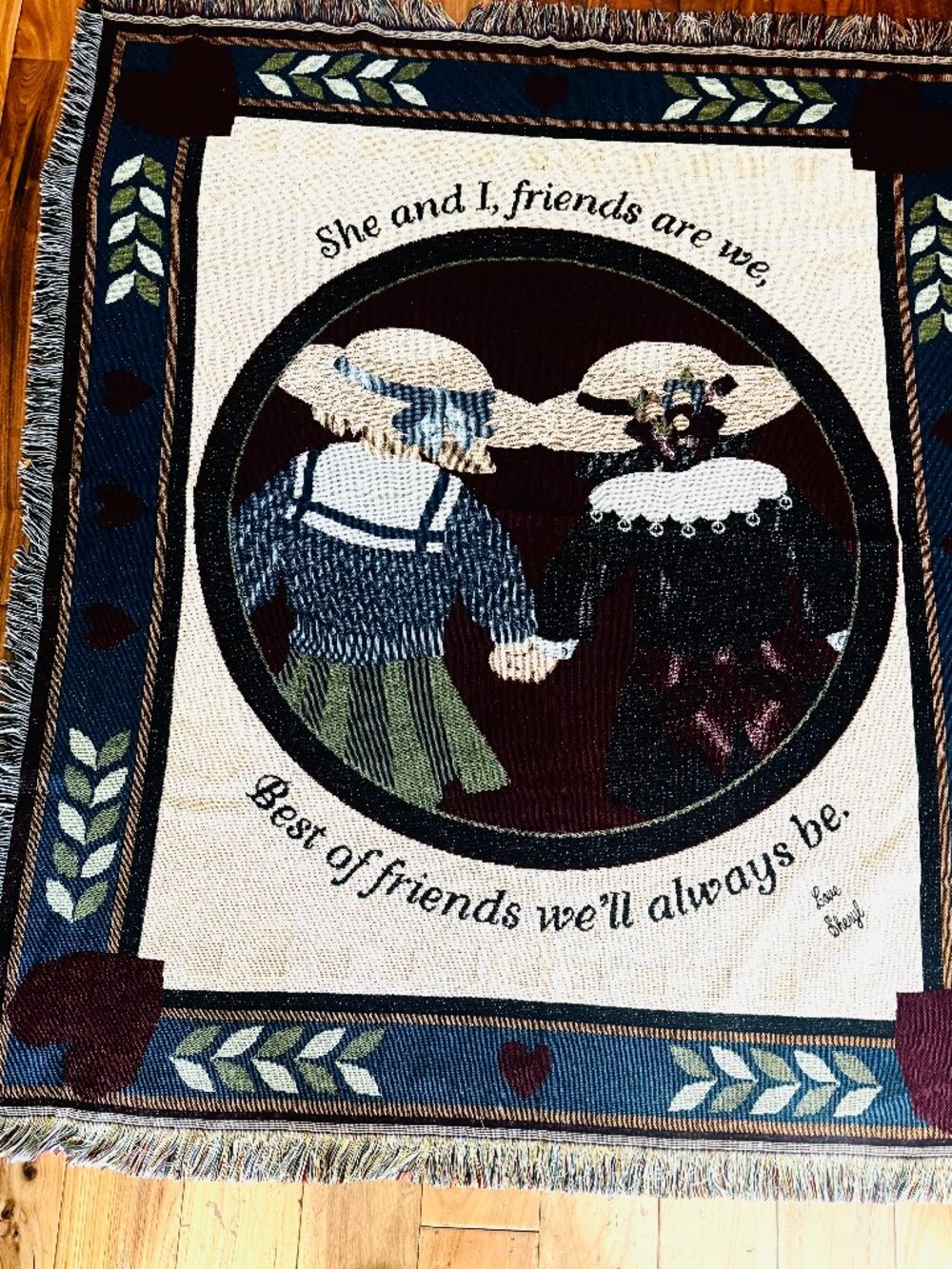 Tapestry Throw Blanket 60x50" She and I Friend Fringed Multicolor by Mohawk Home